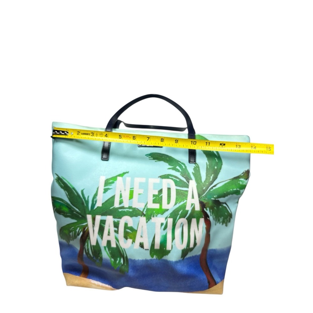 Kate Spade "I Need A Vacation" Palm Tree Ocean Beach Print Bon Shopper Tote Bag - Picture 15 of 16